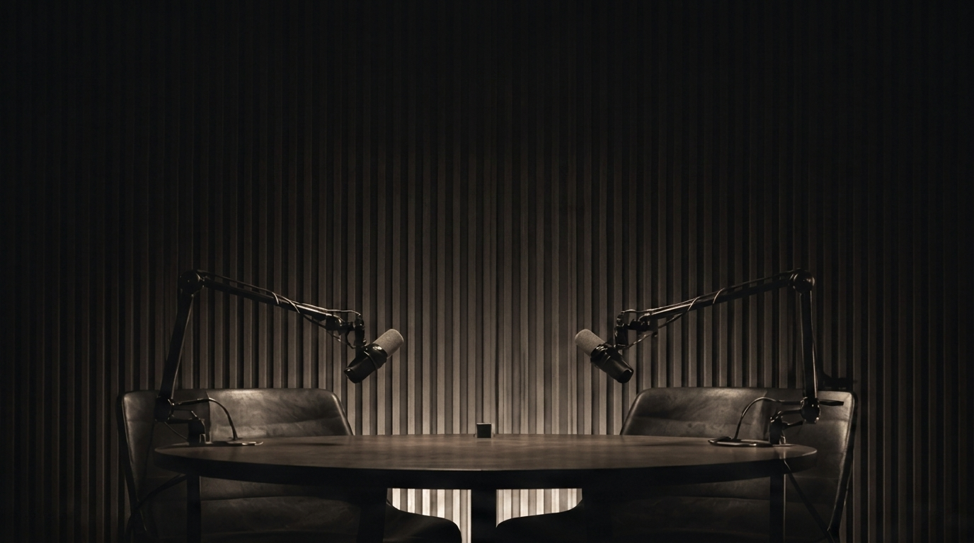 One Of Many podcast set, low and atmospheric before a shoot.